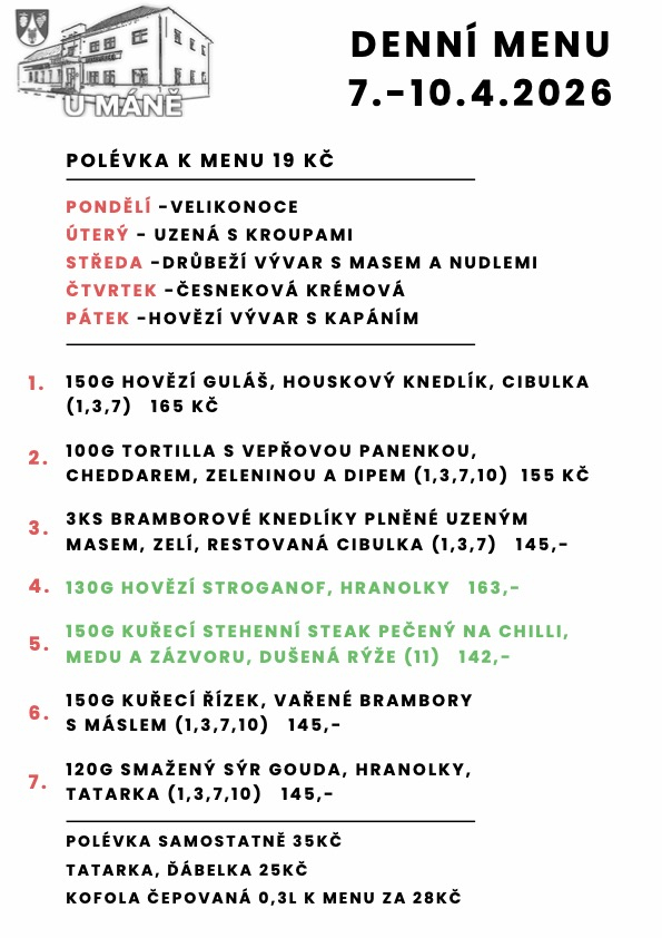 Polední menu 7.-10.4.2026