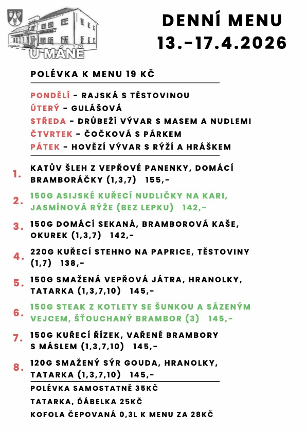 Polední menu 13.-17.4.2026