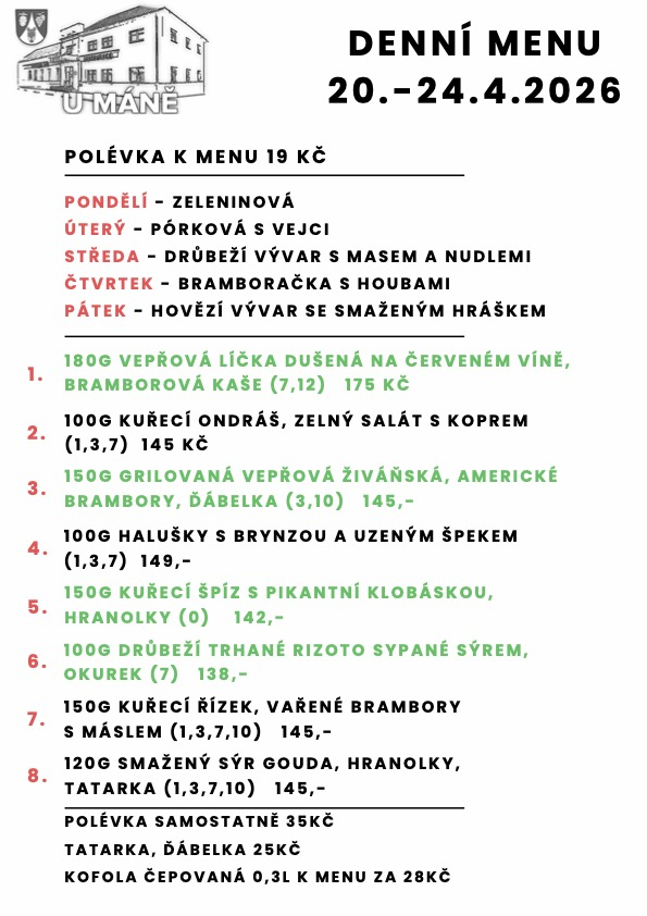 Polední menu 20.-24.4.2026