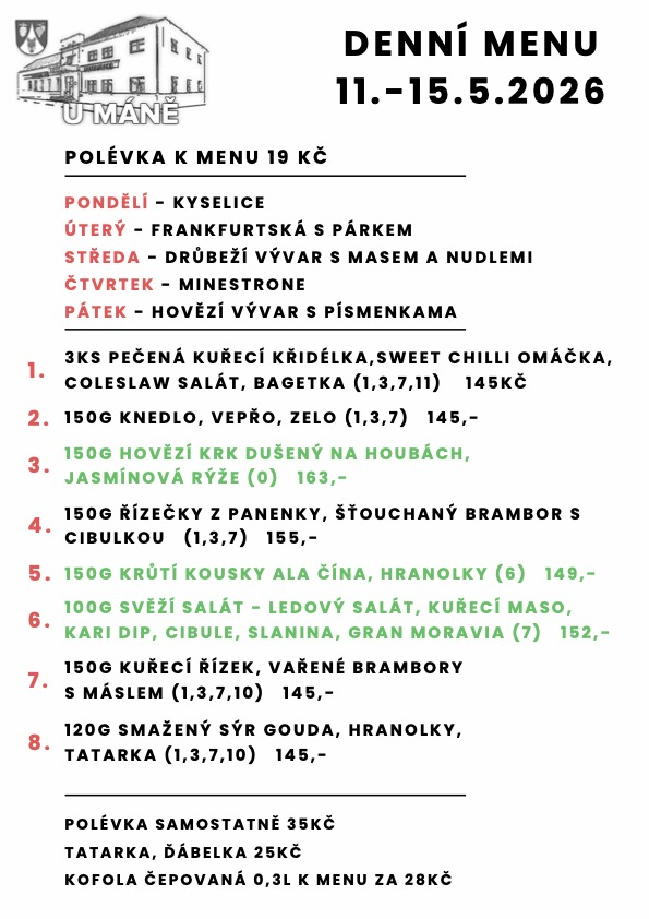 Polední menu 11.-15.5.2026