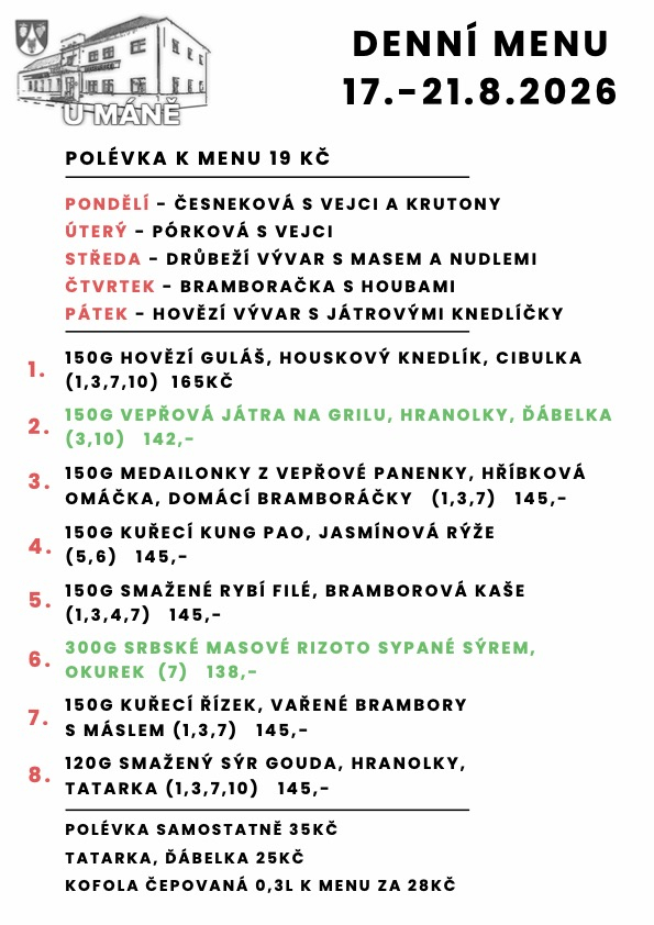 Polední menu 17.-21.8.2026