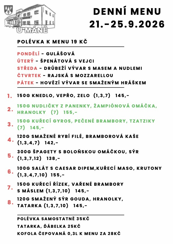 Polední menu 21.-25.9.2026