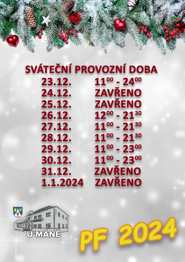 Vánoční provozní doba